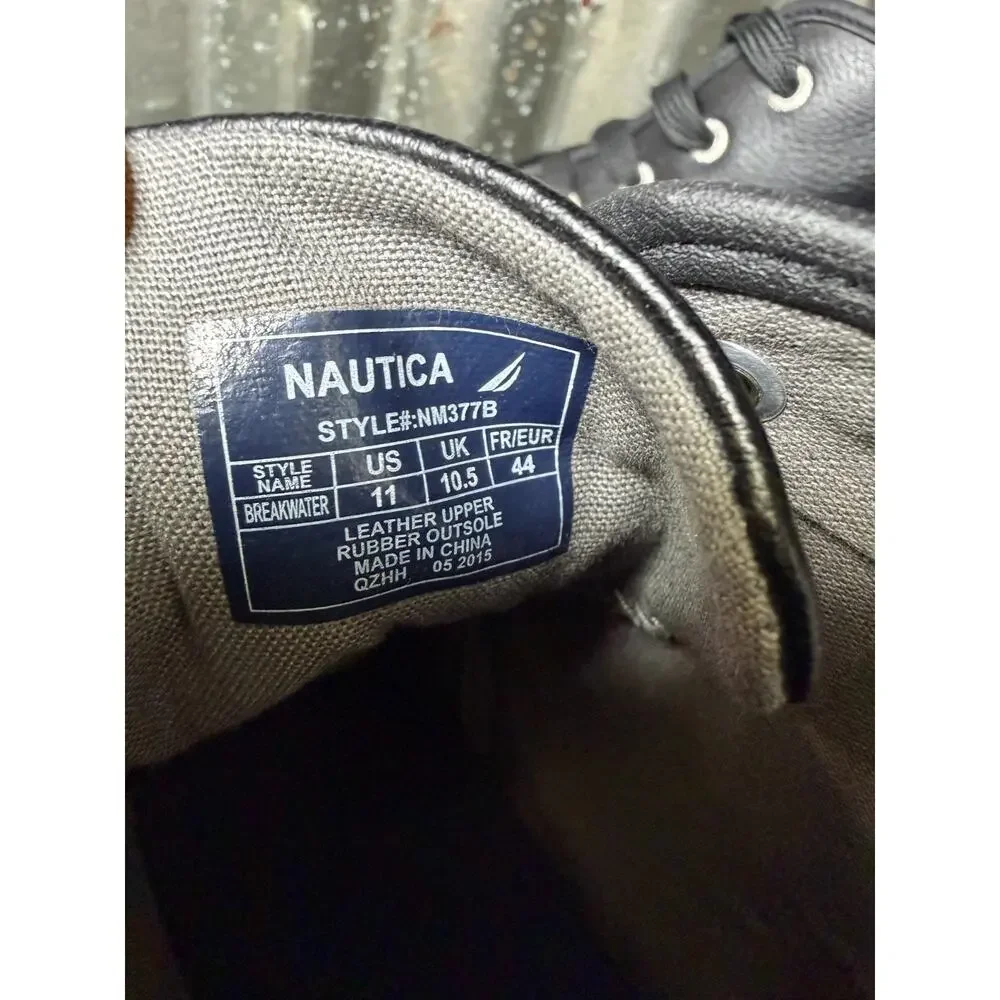 Nautica Breakwater Mens 1 1 Black Genuine Leather Hi-Top Chukka Sneaker Boot